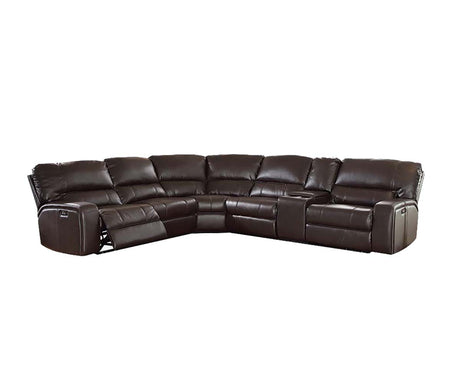 Acme - Saul Power Motion Sectional Sofa 54155B Espresso Leather-Aire