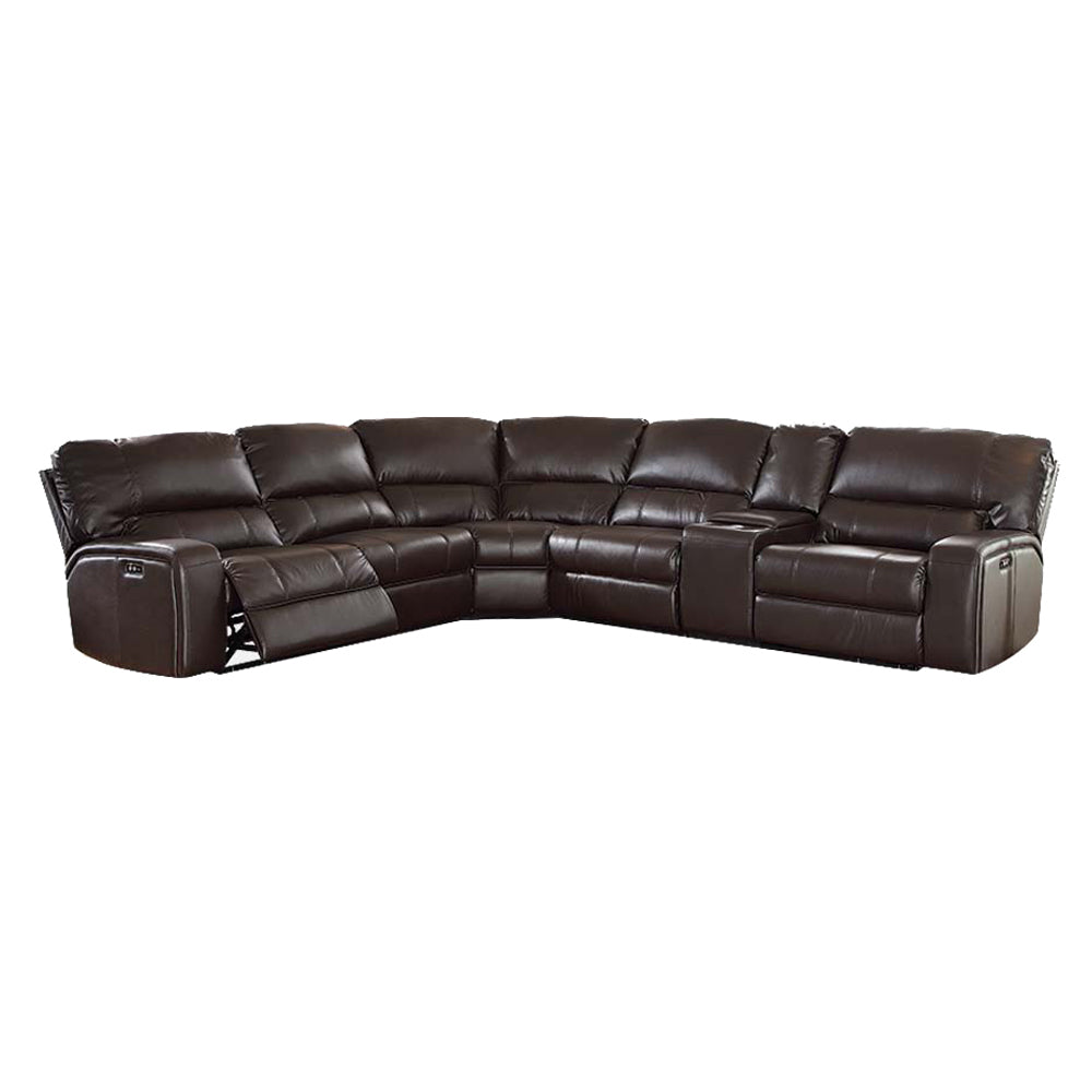 Acme - Saul Power Motion Sectional Sofa 54155 Espresso Leather-Aire