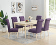 Amonia 7-piece Dining Set, Turned-Leg Dining Table with 6 Tufted Chairs - sold by Home Elegance USA