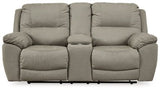 Ashley Putty Next - Gen Gaucho DBL REC PWR Loveseat w/Console - Microfiber - 5420396 - Home Elegance USA - 1