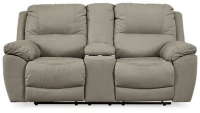 Ashley Putty Next - Gen Gaucho DBL REC PWR Loveseat w/Console - Microfiber | Home Elegance USA