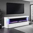 Contemporary Style TV Stand Electric Fire Place 3-Level Brightness Setting Flame Box Display White Finish Primary Living Room - sold by Home Elegance USA