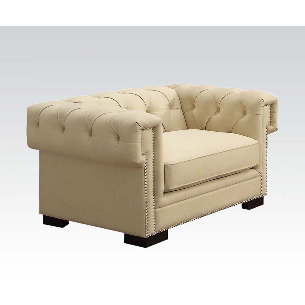 Acme - Eulalia Chair 54247 Cream Polished Velvet