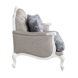 Acme - Ciddrenar Loveseat W/3 Pillows 54311 Fabric & White Finish