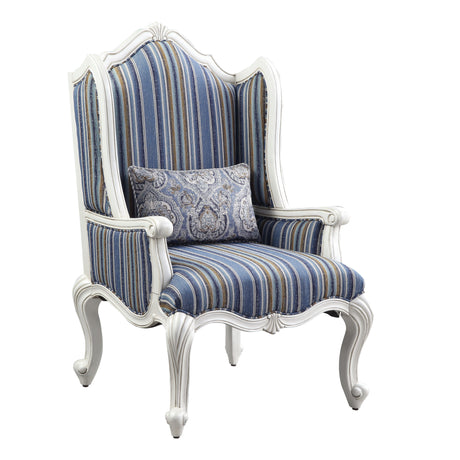 Acme - Ciddrenar Chair W/Pillow 54312 Fabric & White Finish