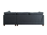 Acme - Laurissa Sectional Sofa & Ottoman W/2 Pillows 54365 Dark Blue Linen