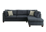 Acme - Laurissa Sectional Sofa & Ottoman W/2 Pillows 54365 Dark Blue Linen