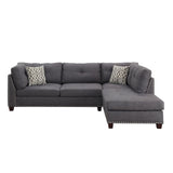 Acme - Laurissa Sectional Sofa & Ottoman W/2 Pillows 54385 Light Charcoal Linen