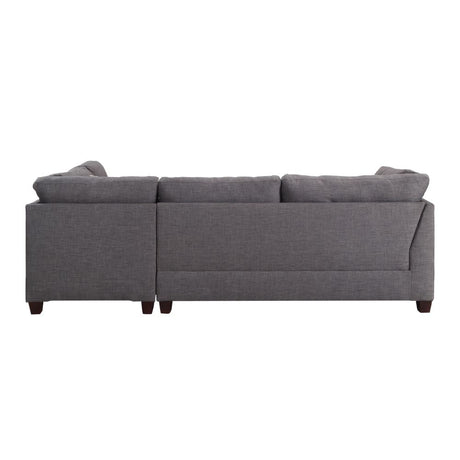 Acme - Laurissa Sectional Sofa & Ottoman W/2 Pillows 54385 Light Charcoal Linen