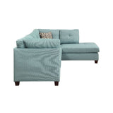 Acme - Laurissa Sectional Sofa & Ottoman W/2 Pillows 54395 Light Teal Linen