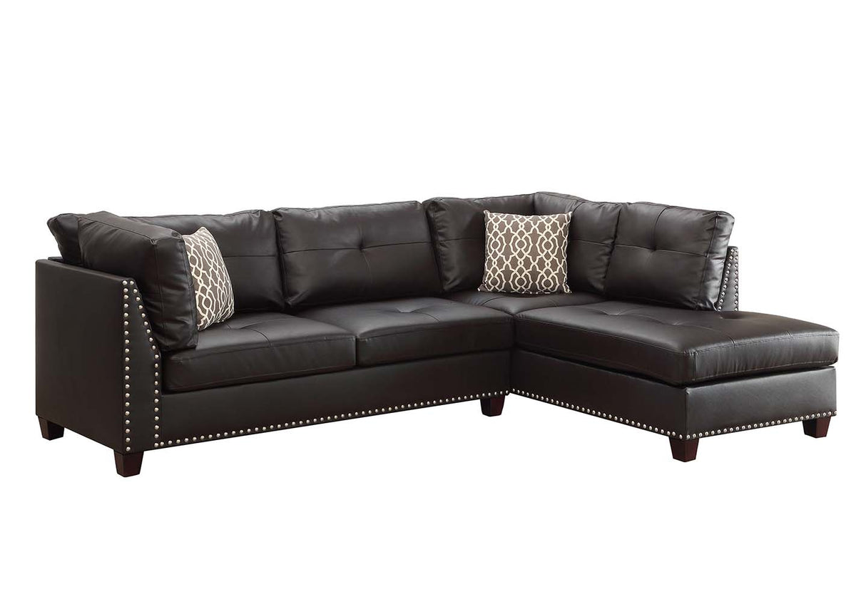 Acme - Laurissa Sectional Sofa 54405 Ebony Synthetic Leather