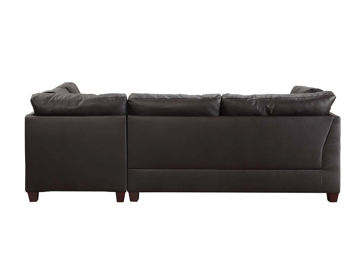 Acme - Laurissa Sectional Sofa 54405 Ebony Synthetic Leather