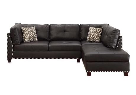 Acme - Laurissa Sectional Sofa 54405 Ebony Synthetic Leather