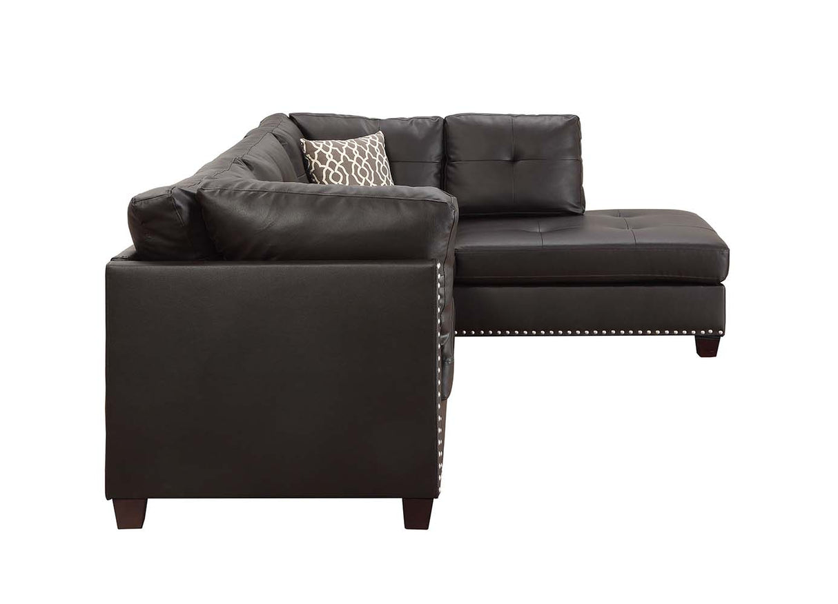 Acme - Laurissa Sectional Sofa 54405 Ebony Synthetic Leather