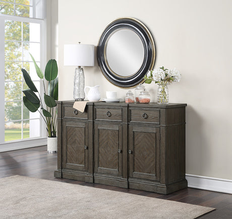 Sarasota Server With 3 Drawers And 3 Doors In Driftwood Brown 5441-40N | Homelegance - sold by Home Elegance USA
