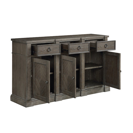 Sarasota Server With 3 Drawers And 3 Doors In Driftwood Brown 5441-40N | Homelegance - sold by Home Elegance USA