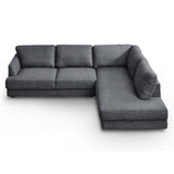 Glander Cozy Sectional Sofa Right Facing in Grey Linen with Solid Wood Frame and Fiber Legs, 89x108 inches