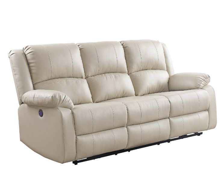 Acme - Zuriel Power Motion Sofa W/USB 54610 Beige Synthetic Leather