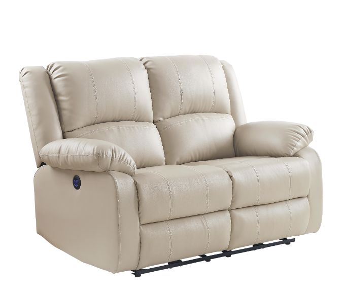 Acme - Zuriel Power Motion Loveseat W/USB 54611 Beige Synthetic Leather