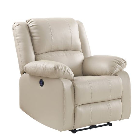 Acme - Zuriel Power Motion Recliner W/USB 54612 Beige Synthetic Leather