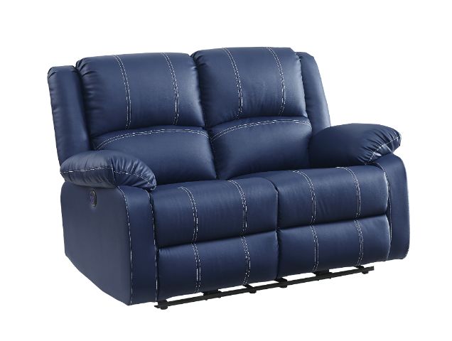 Acme - Zuriel Power Motion Loveseat W/USB 54616 Blue Synthetic Leather