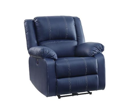 Acme - Zuriel Power Motion Recliner W/USB 54617 Blue Synthetic Leather