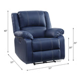 Acme - Zuriel Power Motion Recliner W/USB 54617 Blue Synthetic Leather