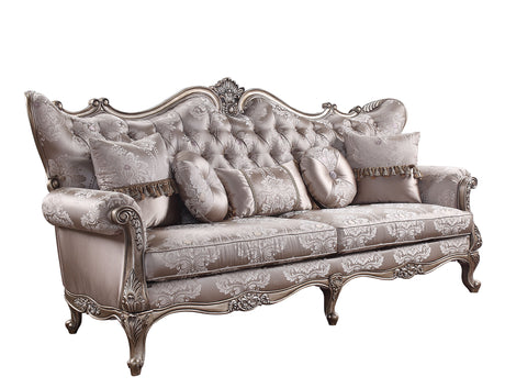 Acme - Jayceon Sofa W/5 Pillows 54865 Fabric & Champagne Finish