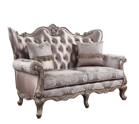 Acme - Jayceon Loveseat W/2 Pillows 54866 Fabric & Champagne Finish