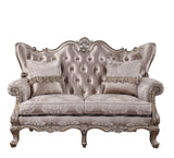 Acme - Jayceon Loveseat W/2 Pillows 54866 Fabric & Champagne Finish