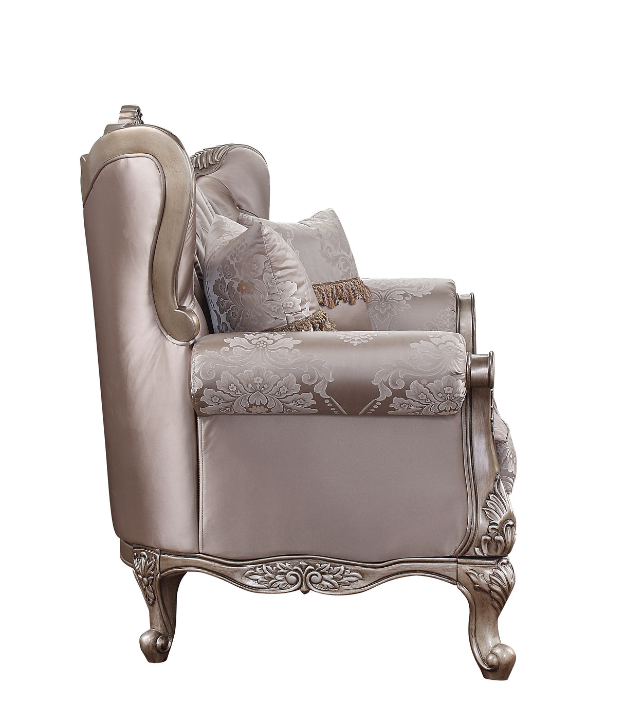 Acme - Jayceon Loveseat W/2 Pillows 54866 Fabric & Champagne Finish