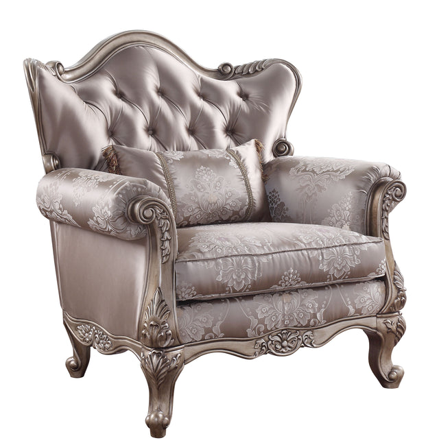 Acme - Jayceon Chair W/Pillow 54867 Fabric & Champagne Finish