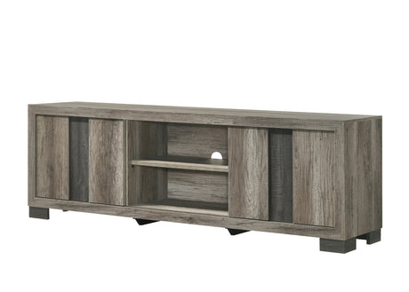 1pc Entertainment Console Rustic Charm Weathered Wood Finish Open Shelf Living Room Furniture - sold by Home Elegance USA
