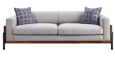 Acme - Pelton Sofa W/2 Pillows 54890 Fabric & Walnut Finish