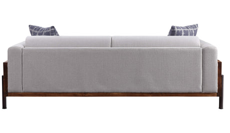 Acme - Pelton Sofa W/2 Pillows 54890 Fabric & Walnut Finish