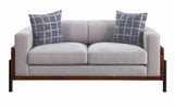 Acme - Pelton Loveseat W/2 Pillows 54891 Fabric & Walnut Finish