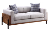 Acme - Pelton Loveseat W/2 Pillows 54891 Fabric & Walnut Finish