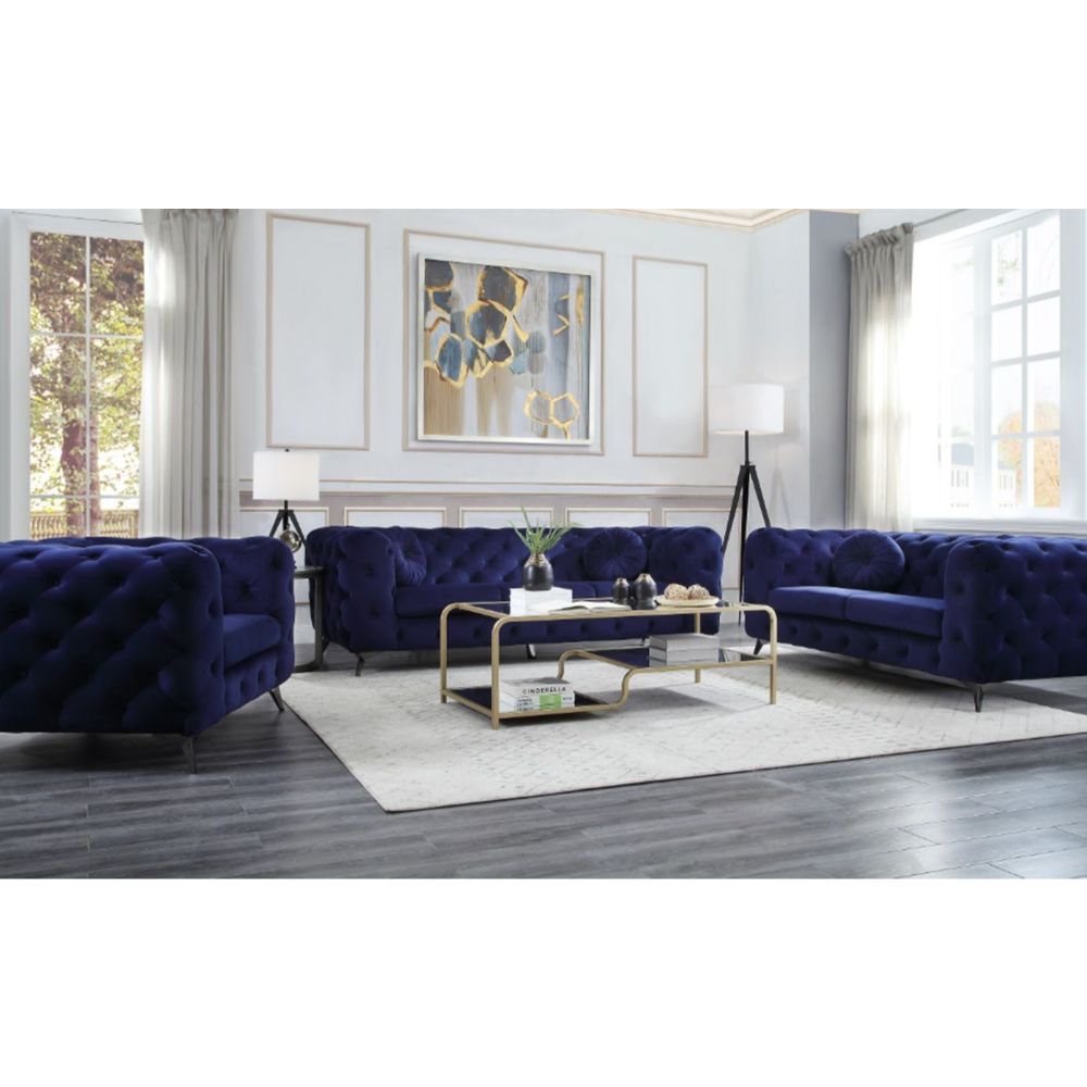 Atronia Sofa 54900 Blue Velvet | Acme - 54900 - Home Elegance USA - 1