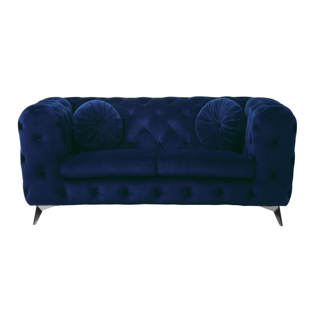 Atronia Loveseat 54901 Blue Velvet | Acme - 54901 - Home Elegance USA - 3