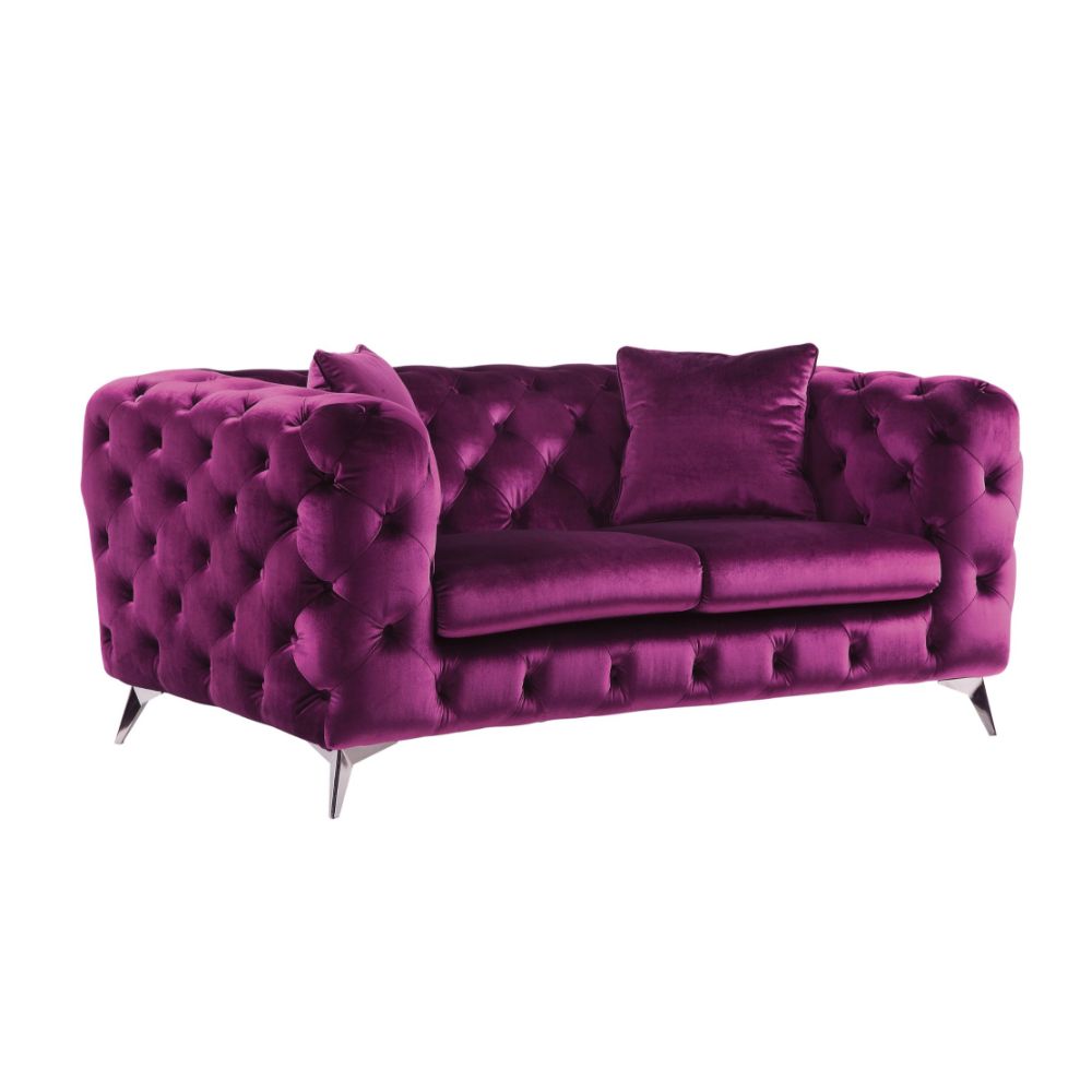 Atronia Loveseat 54906 Purple Velvet | Acme - 54906 - Home Elegance USA - 1