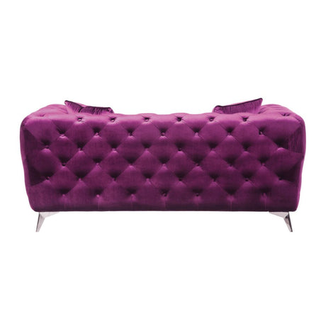 Atronia Loveseat 54906 Purple Velvet | Acme - 54906 - Home Elegance USA - 2