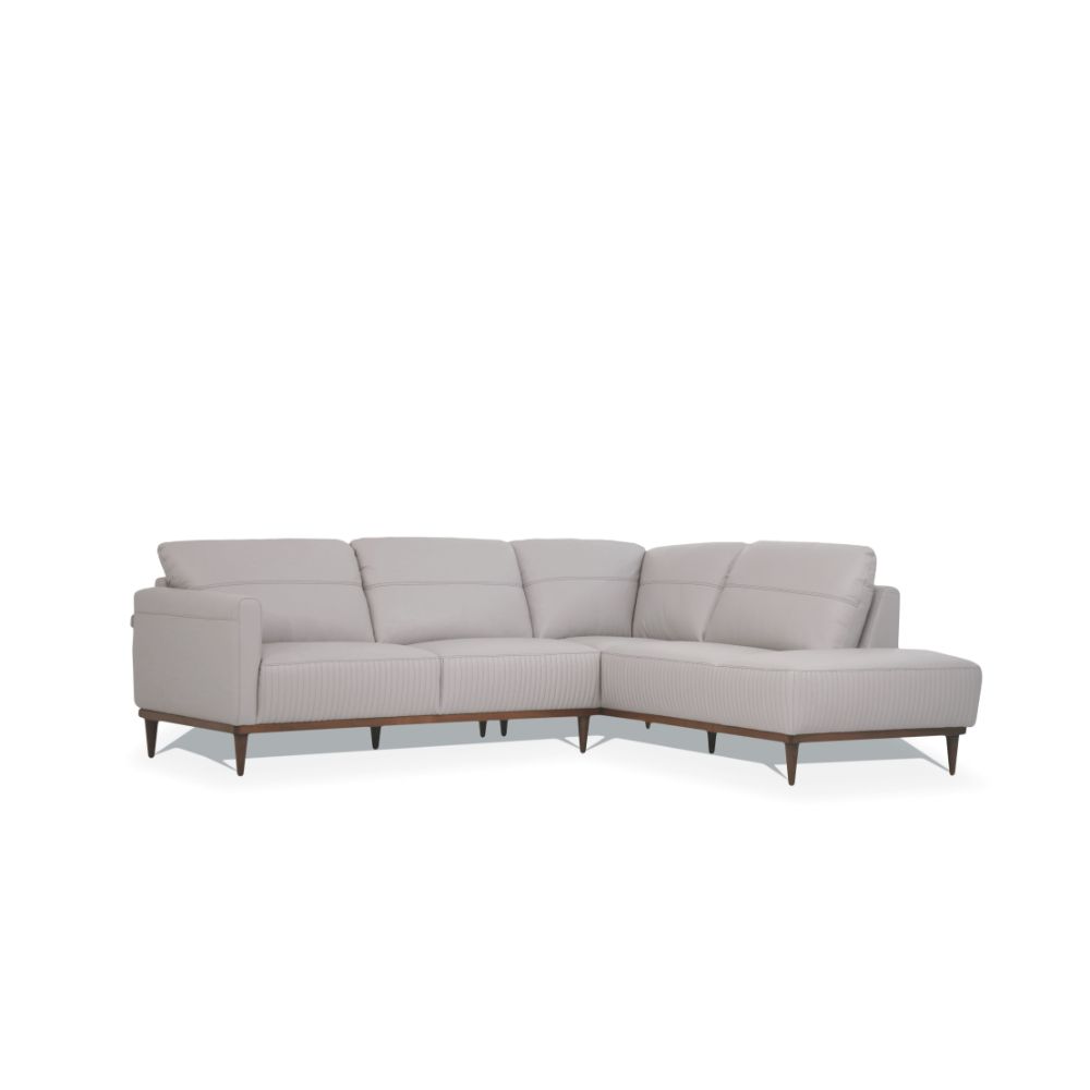 Acme - Tampa Sectional Sofa 54970 Pearl Gray Leather