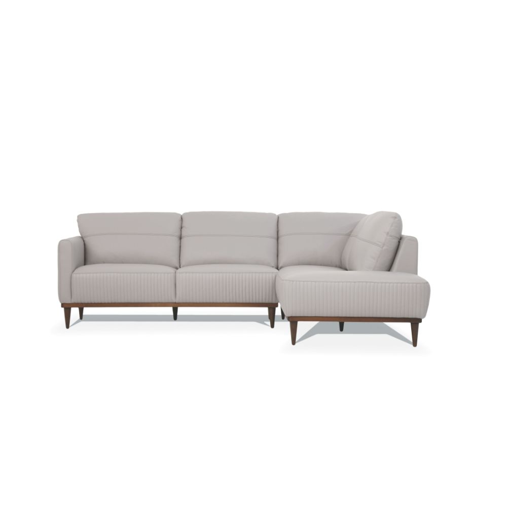 Acme - Tampa Sectional Sofa 54970 Pearl Gray Leather