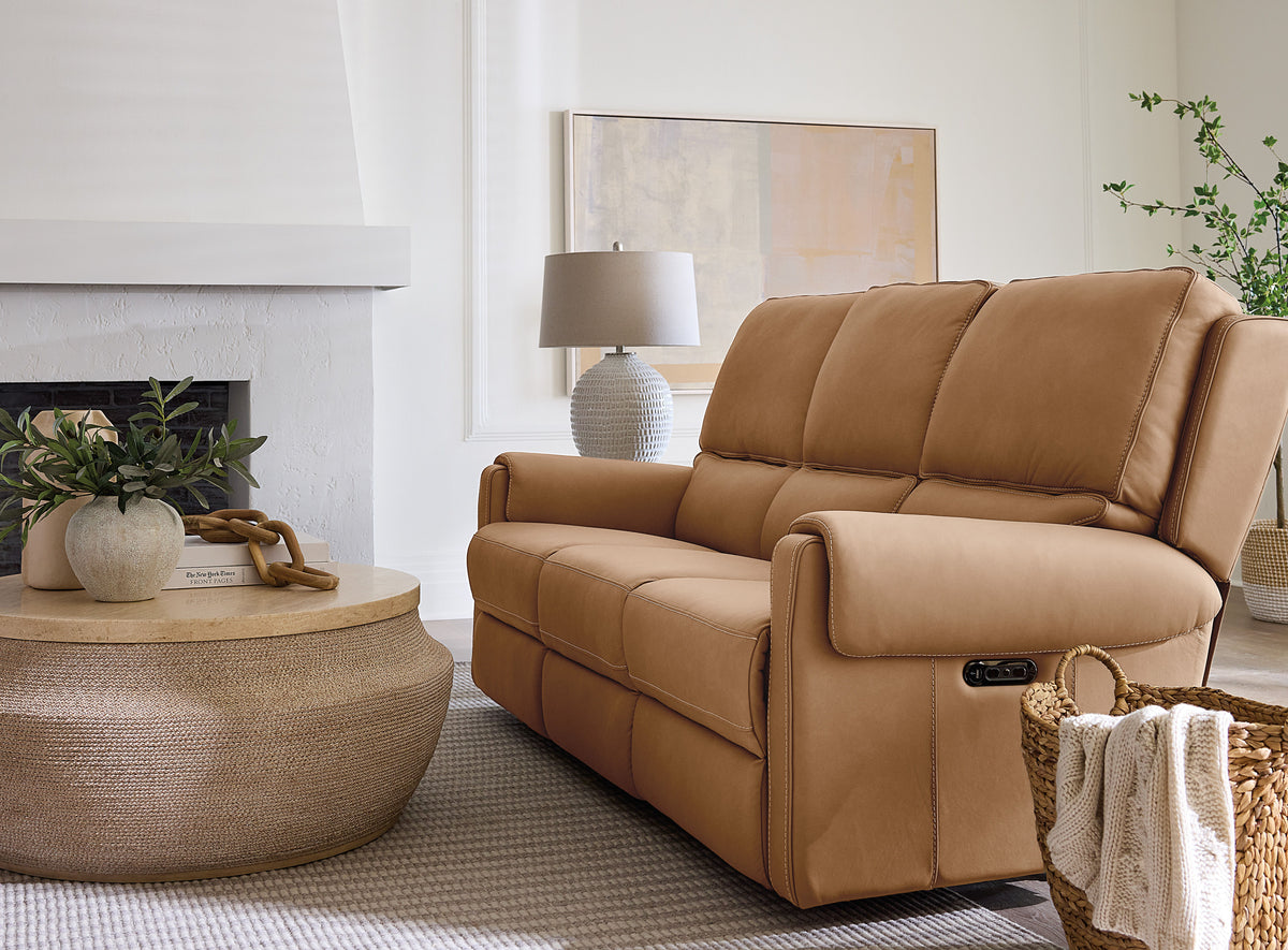 Somers Sofa With Power Recline & Power Headrest - Light Brown by Hooker Furniture - View 2