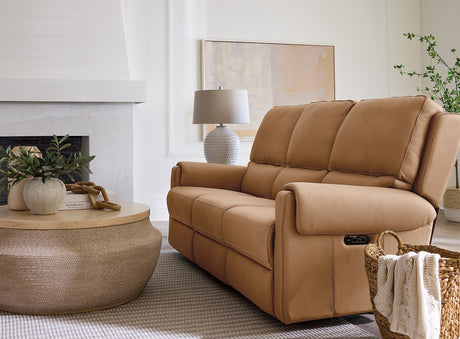 Somers Sofa With Power Recline & Power Headrest - Light Brown by Hooker Furniture - View 2