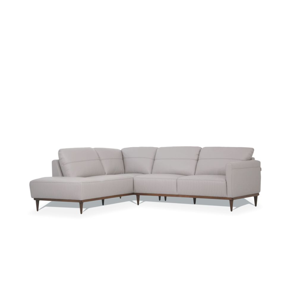 Acme - Tampa Sectional Sofa 54990 Pearl Gray Leather