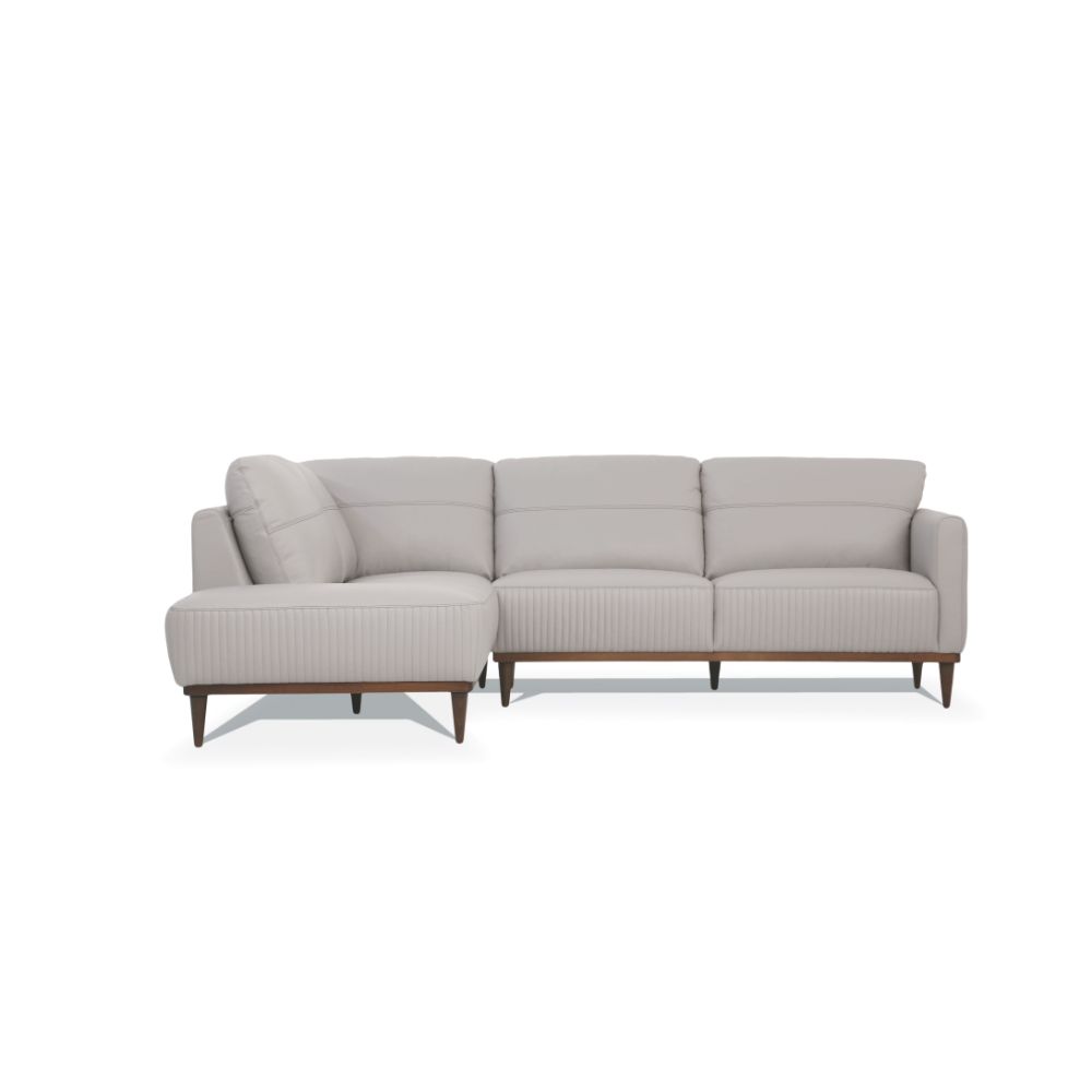 Acme - Tampa Sectional Sofa 54990 Pearl Gray Leather