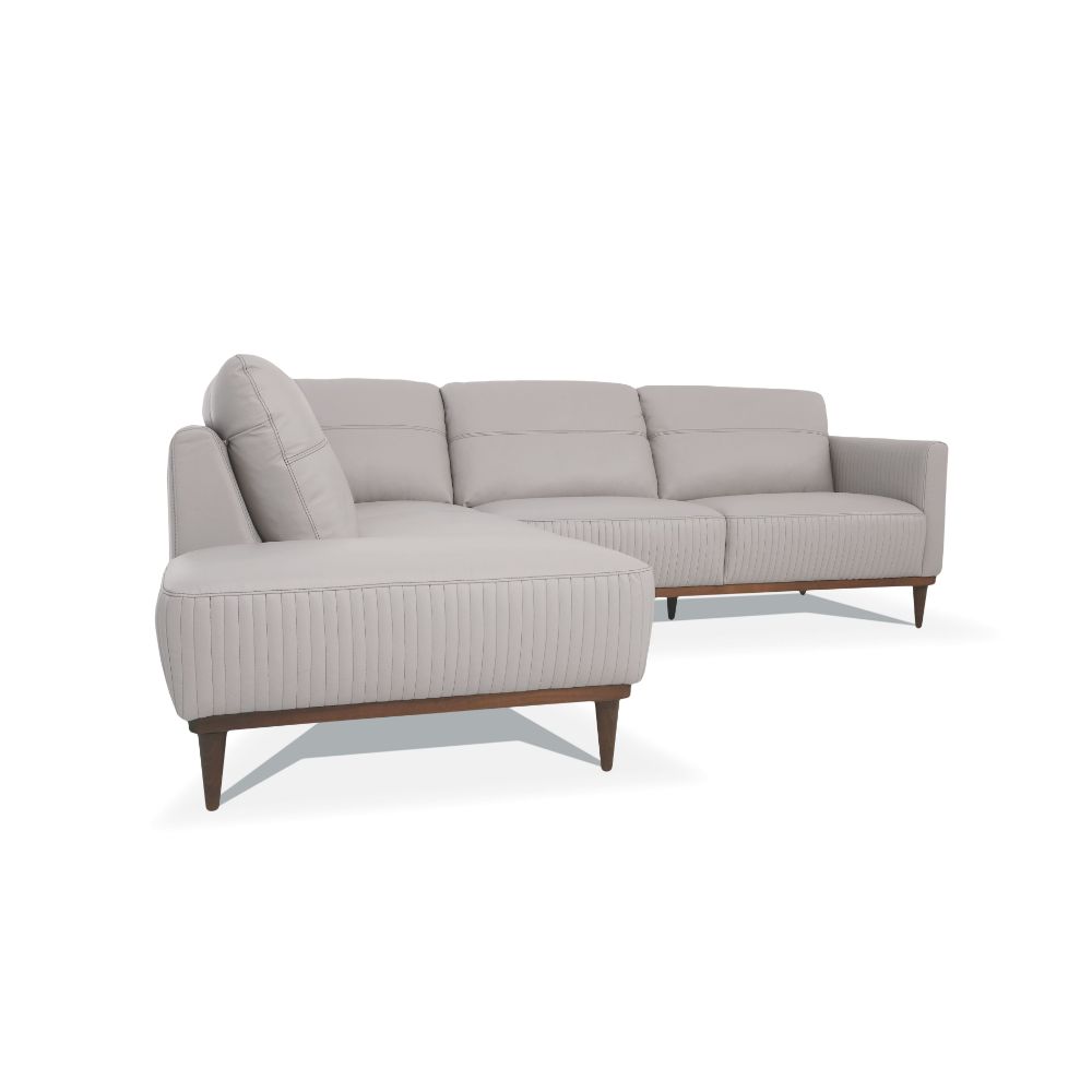 Acme - Tampa Sectional Sofa 54990 Pearl Gray Leather