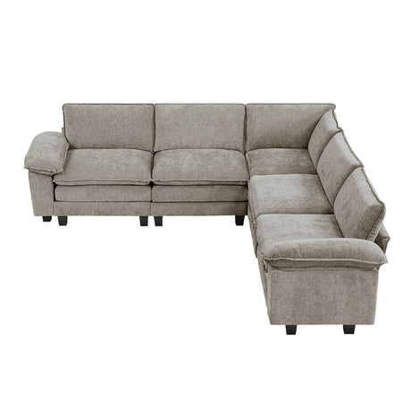 Modern Contemporary 5-Piece Modular Sectional Sofa Set Plush Comfort Chenille Upholstery Living Room Furniture Durable Plywood - sold by Home Elegance USA