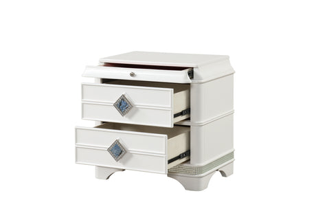 Laguna Modern Style 4 Pc King Upholstered Bedroom Set Made with Wood and Crystal Accents in White(CA INVENTORY) - sold by Home Elegance USA